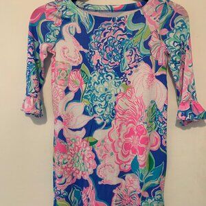 Lilly Pulitzer - Kids - Pink & Blue Floral 3/4 Sleeved Dress - Size: M 6-7